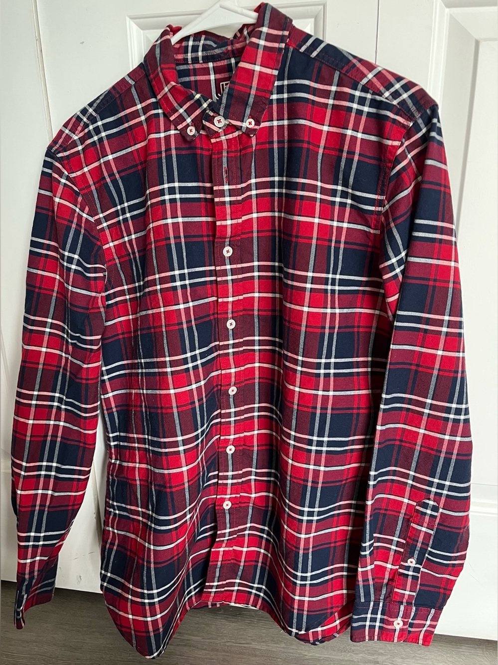 Jack Threads Men's Red & Navy Plaid Button-Down Shirt